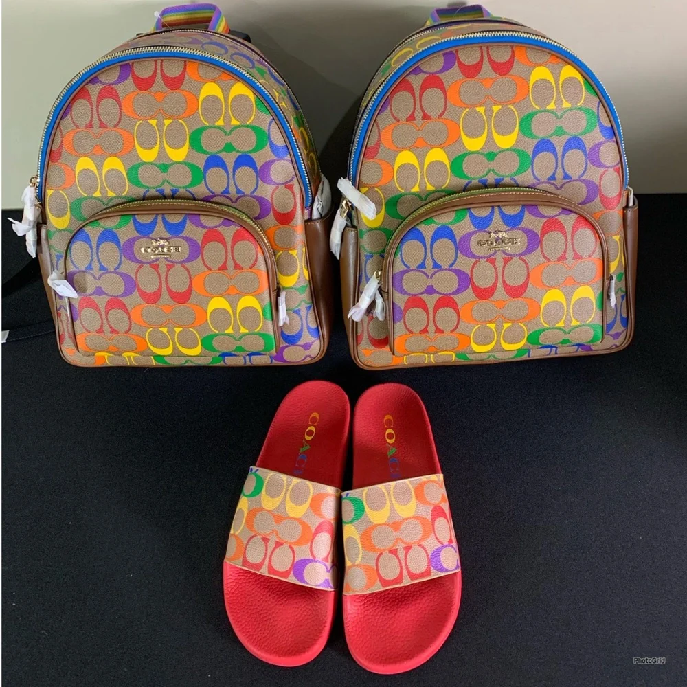 NWT $428 RARE RAINBOW PRIDE AUTHENTIC COACH COLORFUL SIGNATURE BACKPACK - Picture 6 of 6